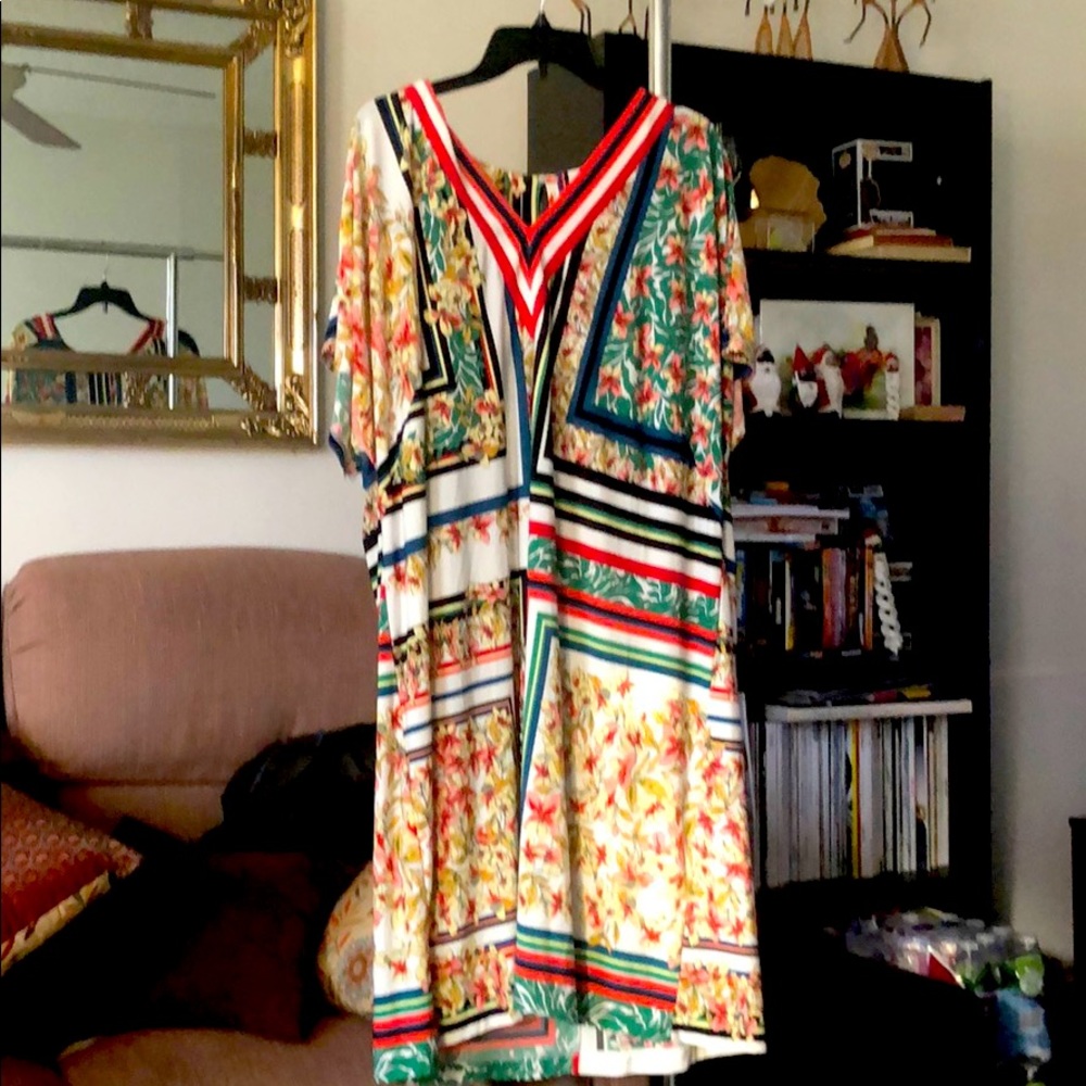 Multi colored v neck dress